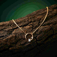 0.98Ct Moissanite Open Circle Emerald Cut Pendant Gold