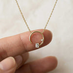 0.98Ct Moissanite Open Circle Emerald Cut Pendant Gold