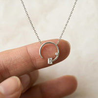 0.98Ct Moissanite Open Circle Emerald Cut Pendant White