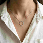 0.98Ct Moissanite Open Circle Emerald Cut Pendant White