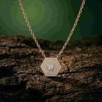 0.60Ct Moissanite Hexagon Geometric Pendant Rose Gold