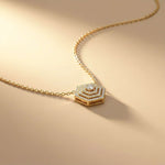 0.60Ct Moissanite Hexagon Geometric Pendant Gold