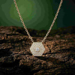 0.60Ct Moissanite Hexagon Geometric Pendant Gold