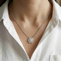 0.60Ct Moissanite Hexagon Geometric Pendant White