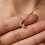 0.20Ct Moissanite Crescent Moon Pendant Rose Gold
