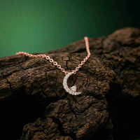 0.20Ct Moissanite Crescent Moon Pendant Rose Gold