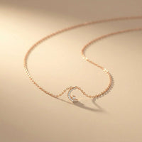 0.20Ct Moissanite Crescent Moon Pendant Rose Gold