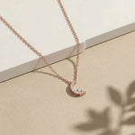 0.20Ct Moissanite Crescent Moon Pendant Rose Gold