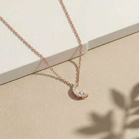 0.20Ct Moissanite Crescent Moon Pendant Rose Gold