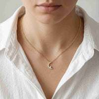 0.20Ct Moissanite Crescent Moon Pendant Gold