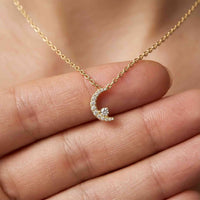 0.20Ct Moissanite Crescent Moon Pendant Gold