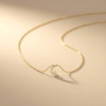 0.20Ct Moissanite Crescent Moon Pendant Gold