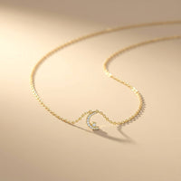 0.20Ct Moissanite Crescent Moon Pendant Gold