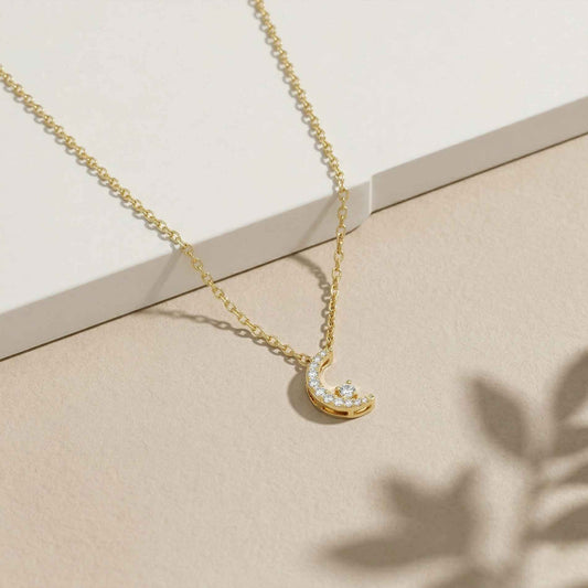 0.20Ct Moissanite Crescent Moon Pendant
