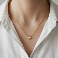 0.36Ct Moissanite Classic Heart Trio Pendant Gold