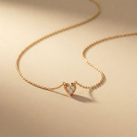 0.36Ct Moissanite Classic Heart Trio Pendant Gold