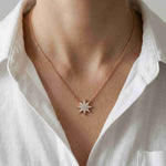 0.17Ct Moissanite Celestial Starburst Pendant Rose Gold