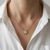 0.17Ct Moissanite Celestial Starburst Pendant Rose Gold