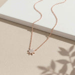 0.17Ct Moissanite Celestial Starburst Pendant Rose Gold