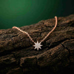 0.17Ct Moissanite Celestial Starburst Pendant Rose Gold