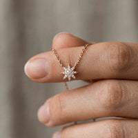 0.17Ct Moissanite Celestial Starburst Pendant Rose Gold