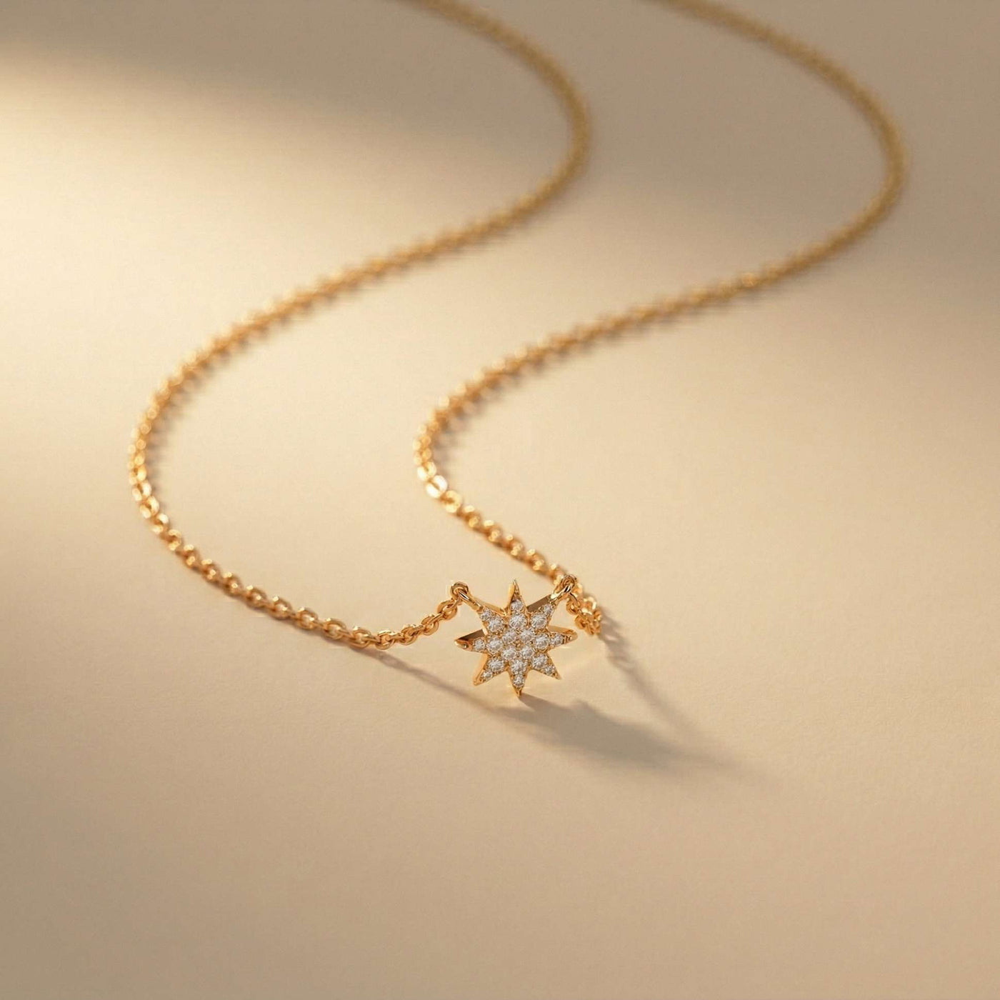 0.17Ct Moissanite Celestial Starburst Pendant Gold