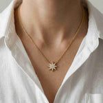 0.17Ct Moissanite Celestial Starburst Pendant Gold