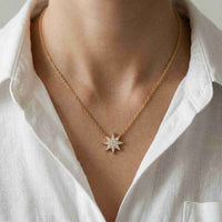 0.17Ct Moissanite Celestial Starburst Pendant Gold