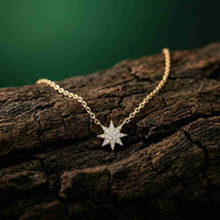 0.17Ct Moissanite Celestial Starburst Pendant Gold