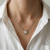 0.17Ct Moissanite Celestial Starburst Pendant White