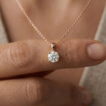 1Ct Moissanite Classic Solitaire Round Pendant Rose Gold