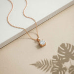 1Ct Moissanite Classic Solitaire Round Pendant Rose Gold