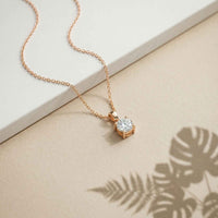 1Ct Moissanite Classic Solitaire Round Pendant Rose Gold
