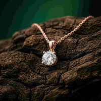 1Ct Moissanite Classic Solitaire Round Pendant Rose Gold