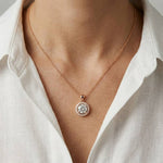 1.2Ct Moissanite Round Halo Solitaire Pendant Rose Gold