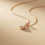 1.2Ct Moissanite Round Halo Solitaire Pendant Rose Gold