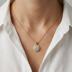 1.2Ct Moissanite Round Halo Solitaire Pendant Gold