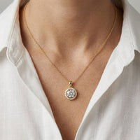 1.2Ct Moissanite Round Halo Solitaire Pendant Gold
