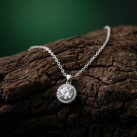 1.2Ct Moissanite Round Halo Solitaire Pendant White