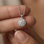 1.2Ct Moissanite Round Halo Solitaire Pendant White