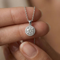 1.2Ct Moissanite Round Halo Solitaire Pendant White