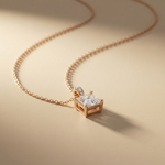0.043Ct Moissanite Princess Cut Solitaire Pendant Rose Gold