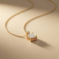 0.043Ct Moissanite Princess Cut Solitaire Pendant Gold