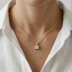0.043Ct Moissanite Princess Cut Solitaire Pendant Gold