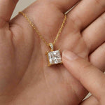 0.043Ct Moissanite Princess Cut Solitaire Pendant Gold
