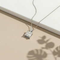 0.043Ct Moissanite Princess Cut Solitaire Pendant White
