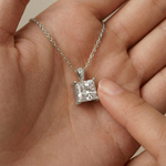 0.043Ct Moissanite Princess Cut Solitaire Pendant White