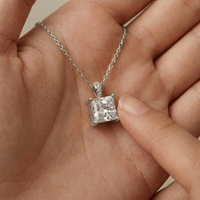 0.043Ct Moissanite Princess Cut Solitaire Pendant White