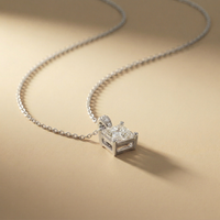 0.043Ct Moissanite Princess Cut Solitaire Pendant White