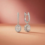 4.02Ct Moissanite Classic Halo Drop Hoop Earrings